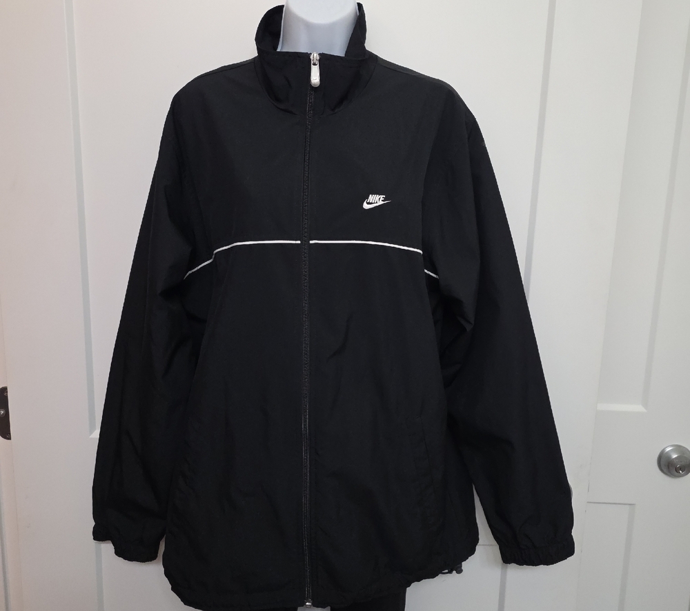 Nike Black Jacket with White Accent Piping